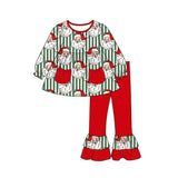 Preorder MOQ 5 Pcs Each Style Christmas Santa Green Animals Pockets Girls Set
