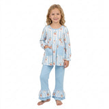 GLP3455 Christmas Santa Stripe Blue Girls Set