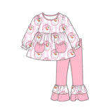 Preorder MOQ 5 Pcs Each Style Christmas Santa Green Animals Pockets Girls Set