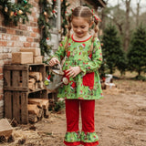 GLP3459 Christmas Green Animals Red Girls Set