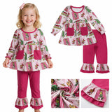 GLP3461 Christmas Green Animals Rose Red Girls Set