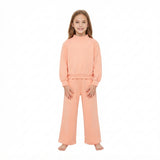 GLP3471 Solid Color Cotton Light Orange Middle Neckline Girls Set