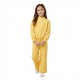 GLP3473 Solid Color Cotton Yellow Mockneck Girls Set