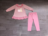 Preorder Samples Embroidery Fall Pumpkin Dog Pink Stripe Kids Girls Clothes