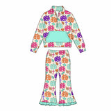 Preorder MOQ 5 Pcs Each Style Fall Pumpkin Pie Flower Pullover Girls Flared Set