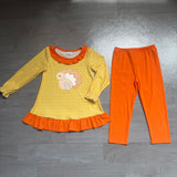 Preorder Samples Each Style Embroidery Thanksgiving Day Turkey Kids Girls Matching Clothes