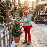 GLP3494 Embroidery Christmas Elk Stripe Ruffles Girls Set