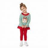 GLP3494 Embroidery Christmas Elk Stripe Ruffles Girls Set