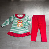 Preorder Samples Embroidery Christmas Elk Kids Girls Matching Clothes