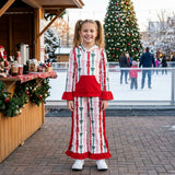 GLP3497 Christmas Santa Bows Ruffles Hoodie Girls Outfits