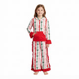 GLP3497 Christmas Santa Bows Ruffles Hoodie Girls Outfits