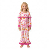 GLP3504 Fall Pumpkin Bows Rose Red Ruffles Girls Set