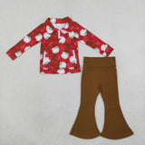 Halloween & Christmas Girls Flared Pants Sets Kids Sibling Matching Clothes