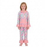 GLP3519 Ocean Coral Flower Orange Girl's Hoodie Set