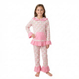 GLP3520 Bows Flower Pink Ruffles Girl's Hoodie Set