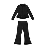 Preorder MOQ 5 pcs Each Color Solid Color Yoga Girls Coat Flared Pants Set