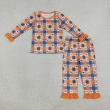 GLP3533 Halloween Bat Plaid Girls Pajamas Outfits