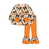 Preorder MOQ 5 pcs Each Style Halloween Bows Flower Bat Kids Matching Clothes