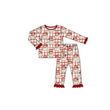 Preorder Samples GLP3542 Christmas Santa Plaid Girls Pajamas Outfits