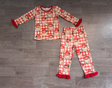 Preorder Samples GLP3542 Christmas Santa Plaid Girls Pajamas Outfits