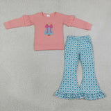 GLP3548 Embroidery Christmas Trees Bows Girls Set