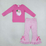 GLP3561 Embroidery Christmas Santa Rose Red Girls Set