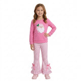 GLP3561 Embroidery Christmas Santa Rose Red Girls Set