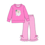 Preorder MOQ 5 pcs Each Style Christmas Santa Pink Kids Matching Clothes