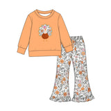 Preorder MOQ 5 pcs Each Style Thanksgiving Day Flower Kids Matching Clothes