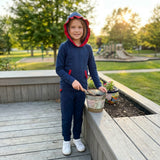 GLP3564 Team Colors Red Ruffles Navy Girl's Hoodie Set