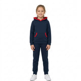 GLP3564 Team Colors Red Ruffles Navy Girl's Hoodie Set