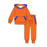 Preorder MOQ 5 Pcs Each Style Team Colors Ruffles Girls Hoodie Outfits