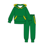 Preorder MOQ 5 Pcs Each Style Team Colors Ruffles Girls Hoodie Outfits
