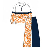 Preorder MOQ 5 Pcs Each Style School Team Colors Leopard Pullover Girls Wide Leg Outfits