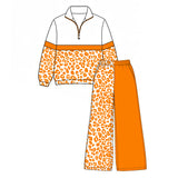 Preorder MOQ 5 Pcs Each Style School Team Colors Leopard Pullover Girls Wide Leg Outfits