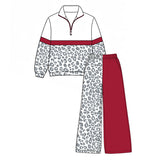 Preorder MOQ 5 Pcs Each Style School Team Colors Leopard Pullover Girls Wide Leg Outfits