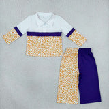 GLP3580 School Team Orange Leopard Pullover Girls Wide Leg Outfits
