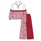 Preorder MOQ 5 Pcs Each Style School Team Colors Leopard Pullover Girls Wide Leg Outfits
