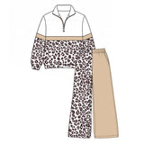 Preorder MOQ 5 Pcs Each Style School Team Colors Leopard Pullover Girls Wide Leg Outfits