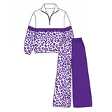 Preorder MOQ 5 Pcs Each Style School Team Colors Leopard Pullover Girls Wide Leg Outfits