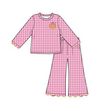 Preorder MOQ 5 Pcs Each Style Fall Thanksgiving Day Christmas Scallop Edge Girls Set