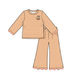 Preorder MOQ 5 Pcs Each Style Fall Thanksgiving Day Christmas Scallop Edge Girls Set
