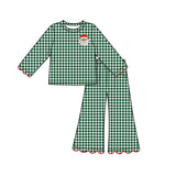 Preorder MOQ 5 Pcs Each Style Fall Thanksgiving Day Christmas Scallop Edge Girls Set