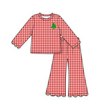 Preorder MOQ 5 Pcs Each Style Fall Thanksgiving Day Christmas Scallop Edge Girls Set