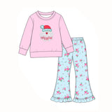 Preorder MOQ 5 pcs Each Style Christmas Santa HOHOHO Flower Kids Matching Clothes