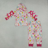 GLP3613 Christmas Colorful Lanterns Bows Hoodie Girls Outfits
