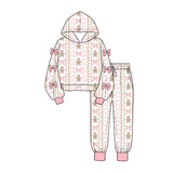 Preorder MOQ 5 Pcs Each Style Christmas Santa Bows Cute Girls Hoodie Outfits