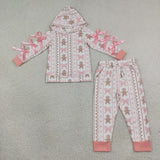 GLP3614 Christmas Gingerbread Bows Cute Girls Hoodie Outfits