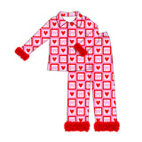 Preorder MOQ 5 pcs each Valentine's Day Love Bows Feather Mommy And Me Pajamas Outfits
