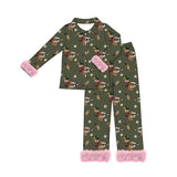 Preorder MOQ 5 pcs each Mallard Ducks Pink Feather Mommy And Me Pajamas Outfits